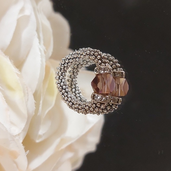 Handmade Stretch Ring w/ Pink Center bead - READ BELOW FOR CUSTOM SIZING 👇 - Picture 4 of 5